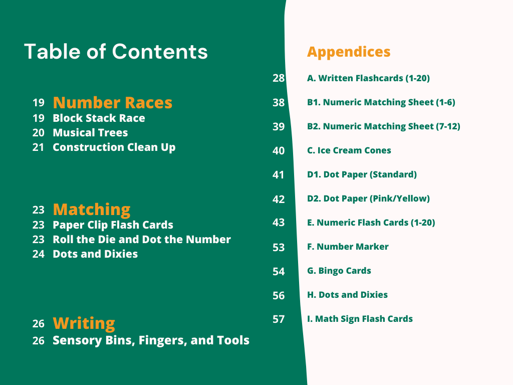 There are 17 math activities and number games in Let's Play Numbers, plus two sets of flashcards, Dot Paper, Bingo Cards, and more.